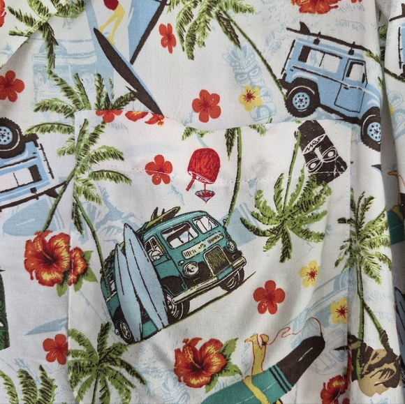 George Other - George Men's Floral and Palm Print Shirt S/S XL Jeep Surfboard Van Beach Resort